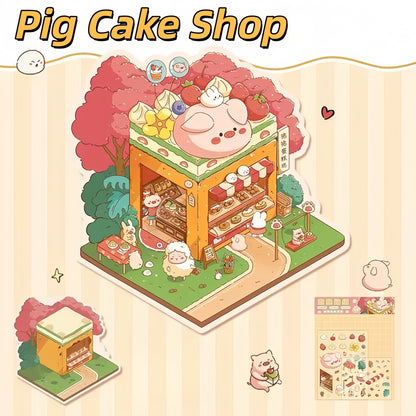 Paws Shop 3D Sticker | 4 Cute Miniature Scenes