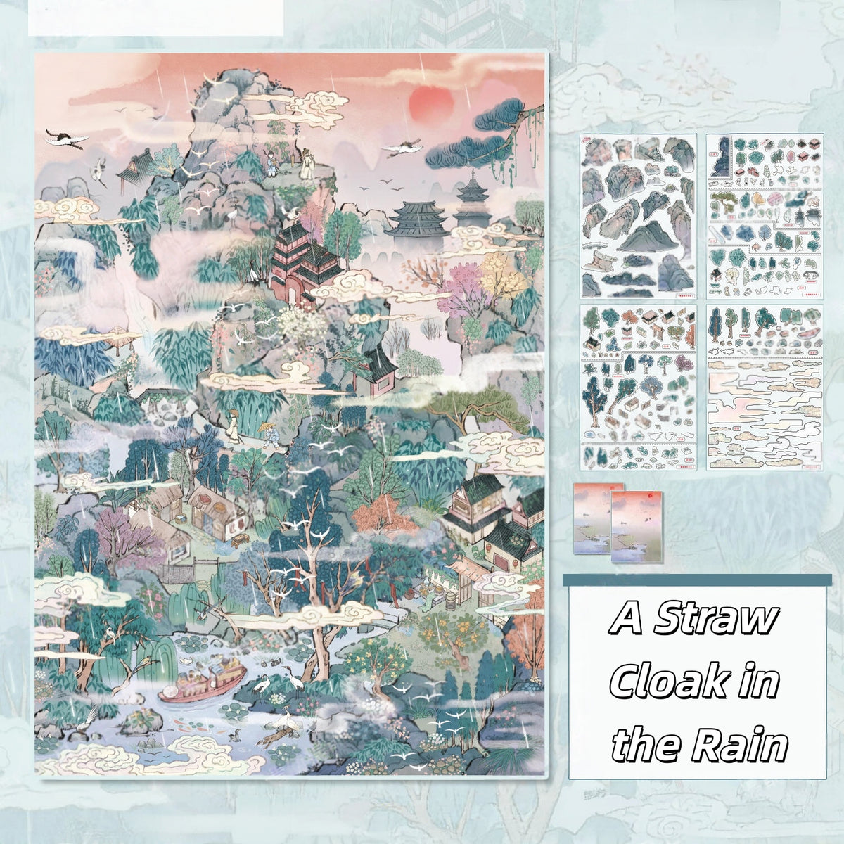 A Straw Cloak in the Rain 3D Sticker