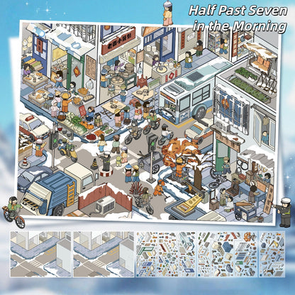 Golden Hours 3D Sticker | 2 Cute Miniature Scenes