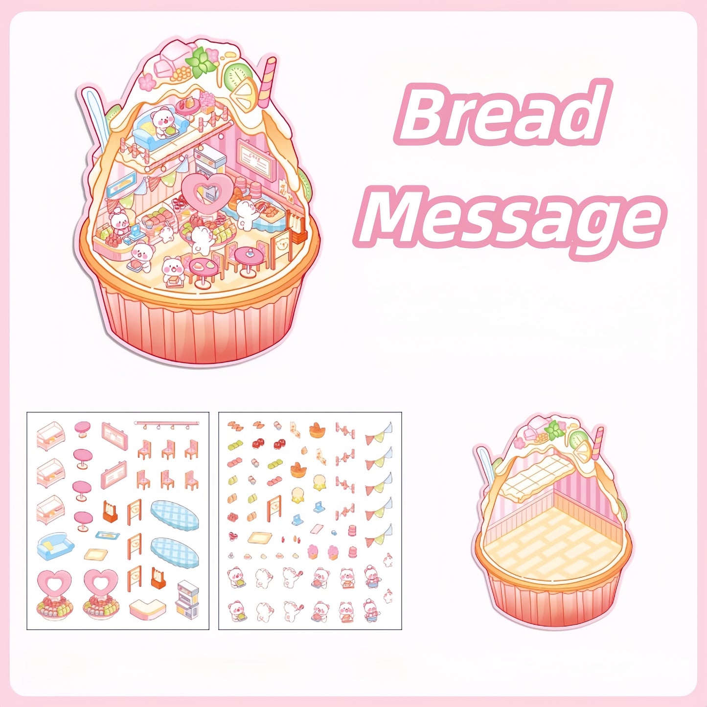 Paw's Shop 3D Sticker | 4 Cute Miniature Scenes