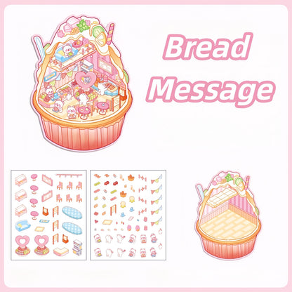Paw's Shop 3D Sticker | 4 Cute Miniature Scenes