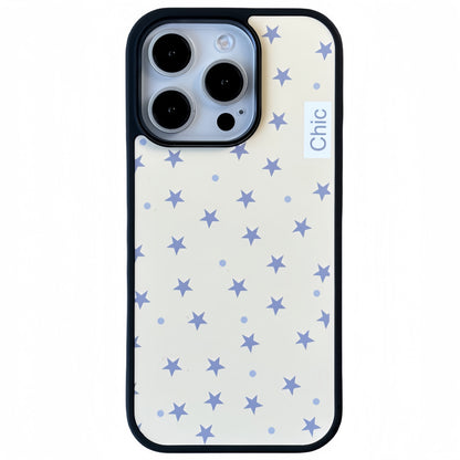 Floral & Stars Print Black Edge Acrylic Phone Case
