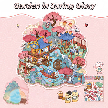Oriental Garden 3D Sticker | 2 Cute Miniature Scenes