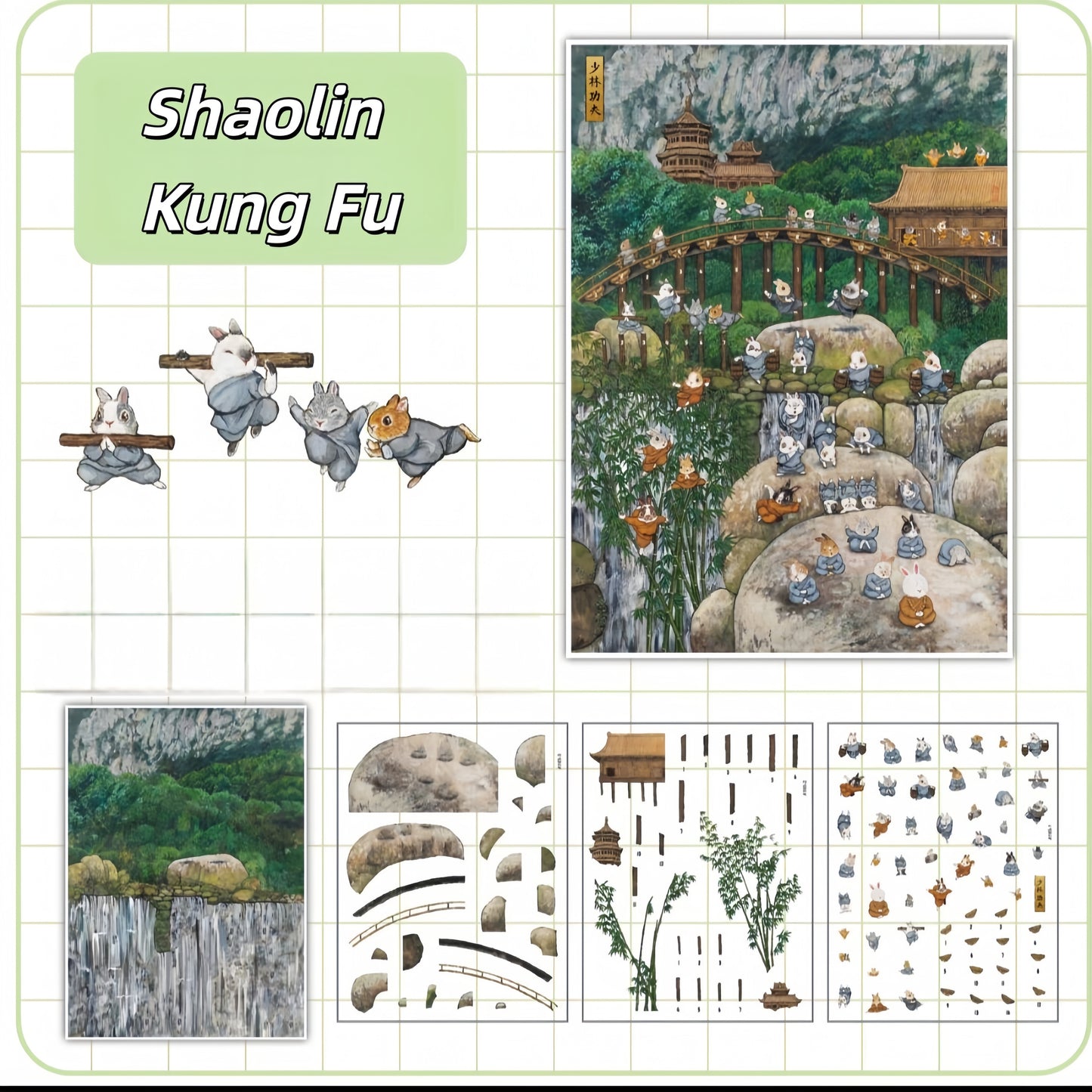 Chinese Heritage 3D Sticker | 5 Cute Miniature Scenes