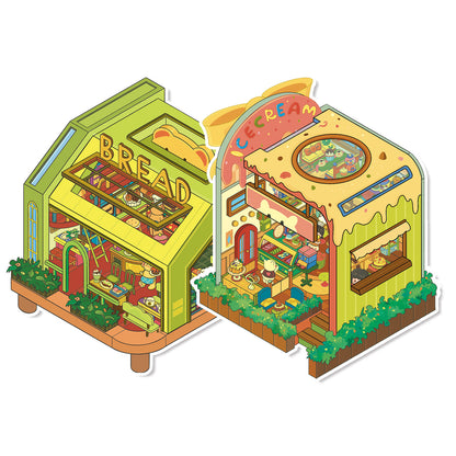 Flip Dessert House 3D Sticker | 2 Cute Miniature Scenes