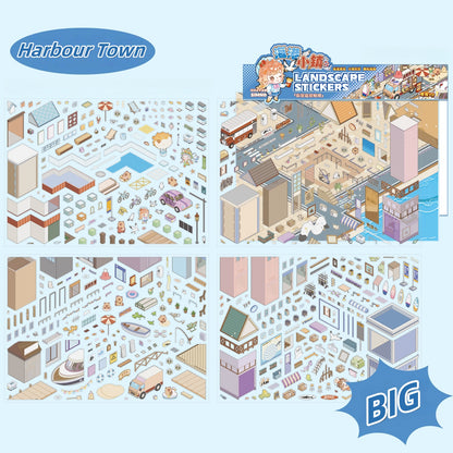 Streetscape 3D Sticker | 2 Cute Miniature Scenes