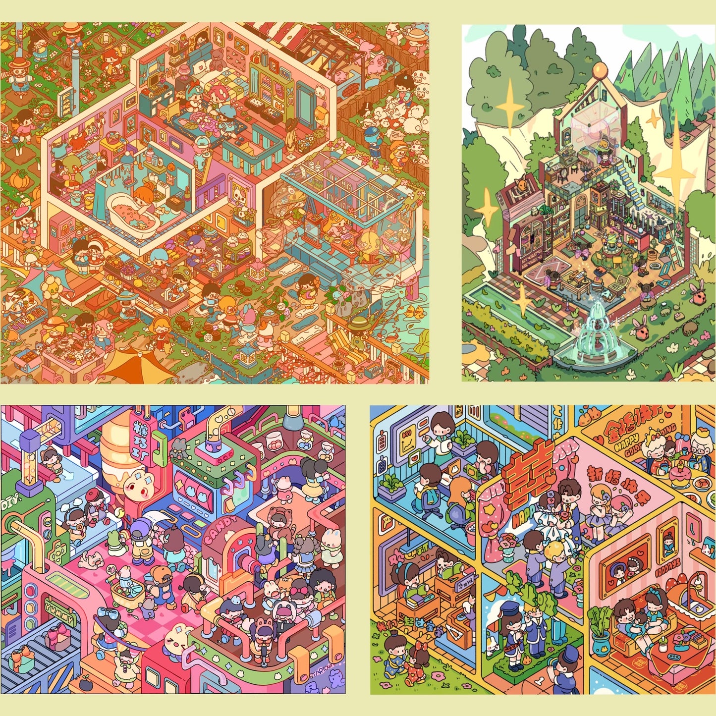 Kids' World 3D Sticker | 4 Cute Miniature Scenes