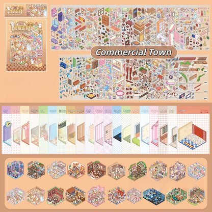 Commercial Town 3D Sticker Book