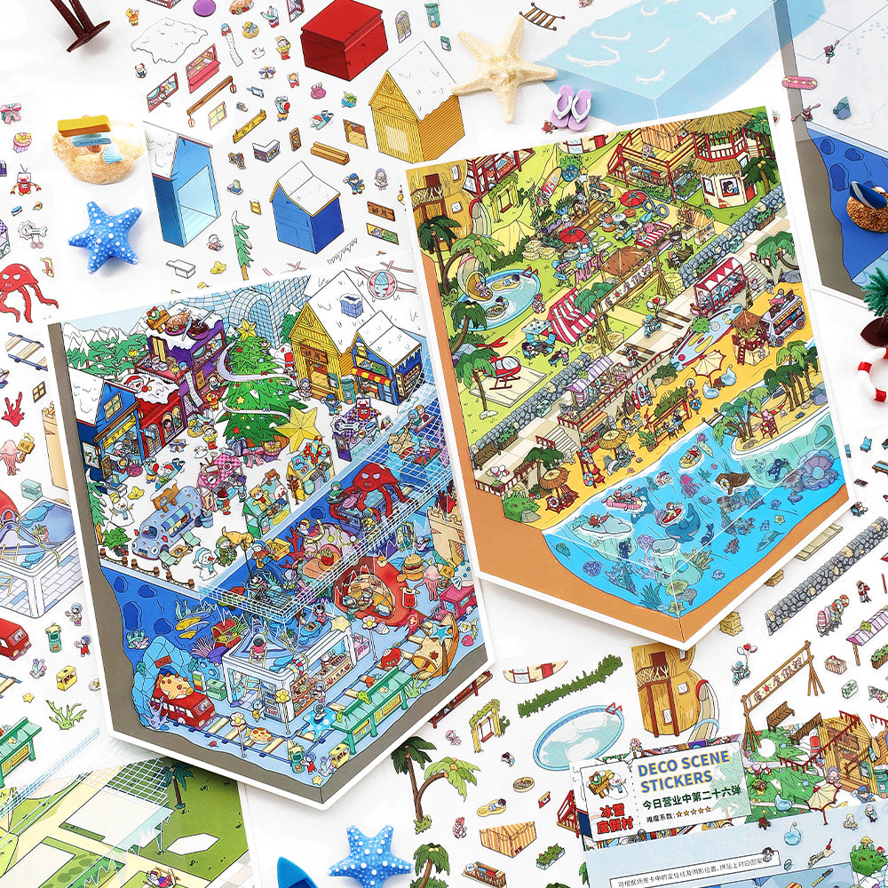 Resort Series 3D Sticker | 2 Cute Miniature Scenes