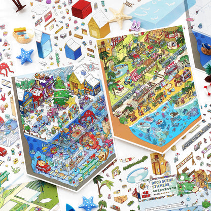 Resort Series 3D Sticker | 2 Cute Miniature Scenes