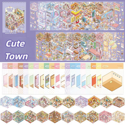 Cute Town 3D Sticker Book
