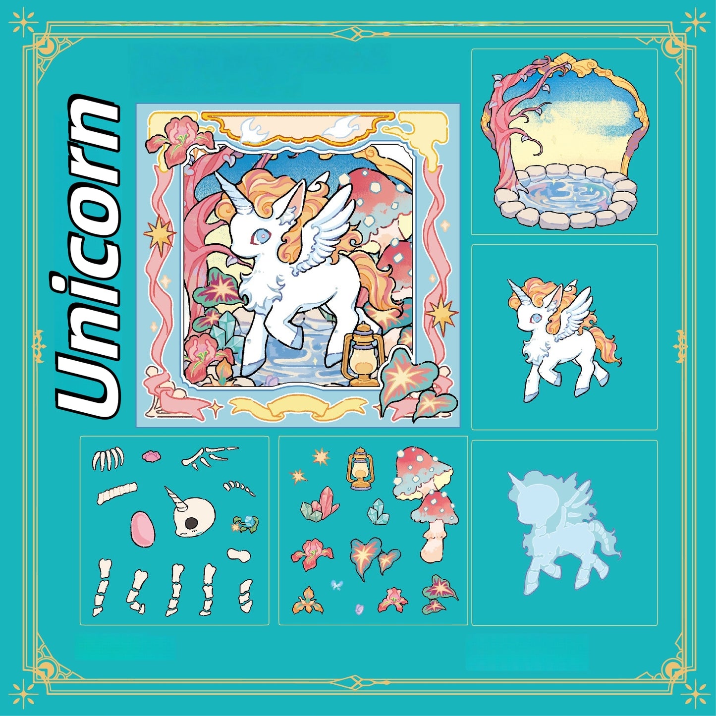 X-ray of Fantasy Creatures 3D Sticker | 2 Cute Miniature Scenes