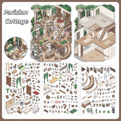 European-style Cottage 3D Sticker | 2 Cute Miniature Scenes