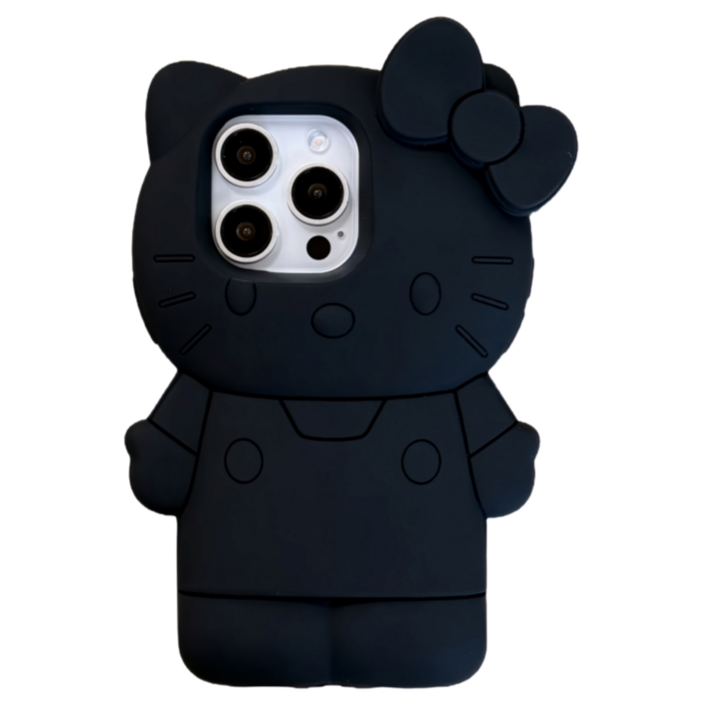 3D Pink & Black Cat Silicone Phone Case