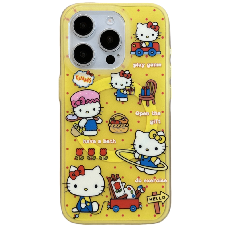 Yellow Polka Dot Sweet Chef Cat Acrylic Phone Case