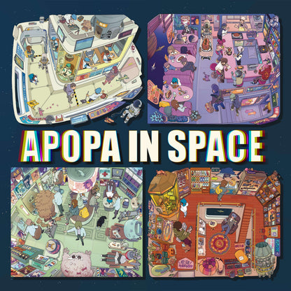 Apopa in Space 3D Sticker | 4 Cute Miniature Scenes