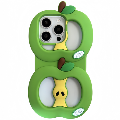 Hollow-Out Green & Red Apple Silicone Phone Case