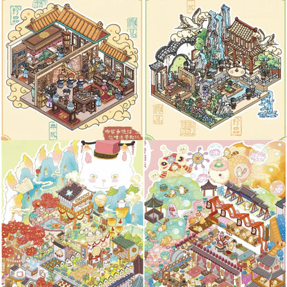 Court Life 3D Sticker | 4 Cute Miniature Scenes