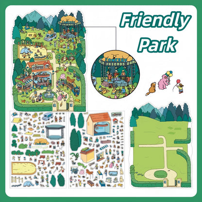 Simulation Management 3D Sticker | 2 Cute Miniature Scenes