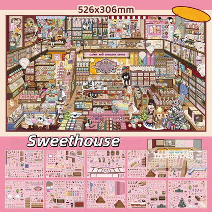 Shelf Display 3D Sticker | 2 Cute Miniature Scenes