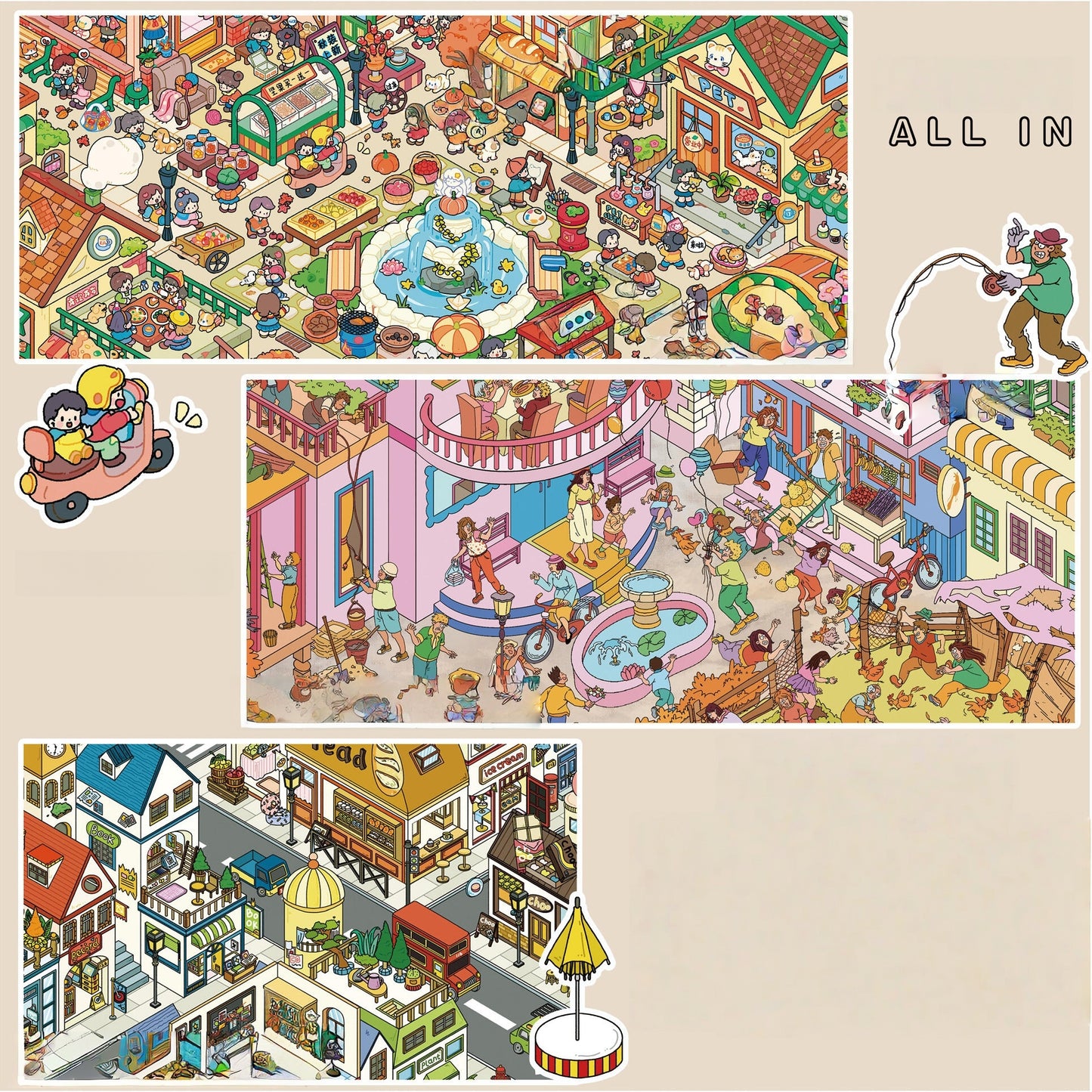 Autumn Corners 3D Sticker | 3 Cute Miniature Scenes