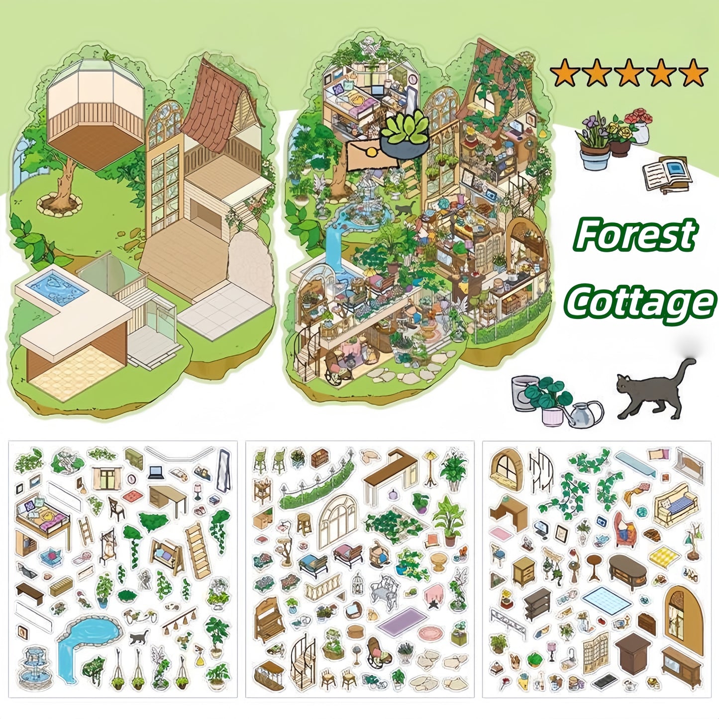 My Dream House 3D Sticker | 2 Cute Miniature Scenes