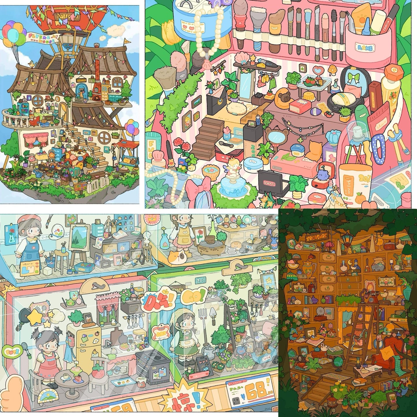 Dream Archive 3D Sticker | 4 Cute Miniature Scenes