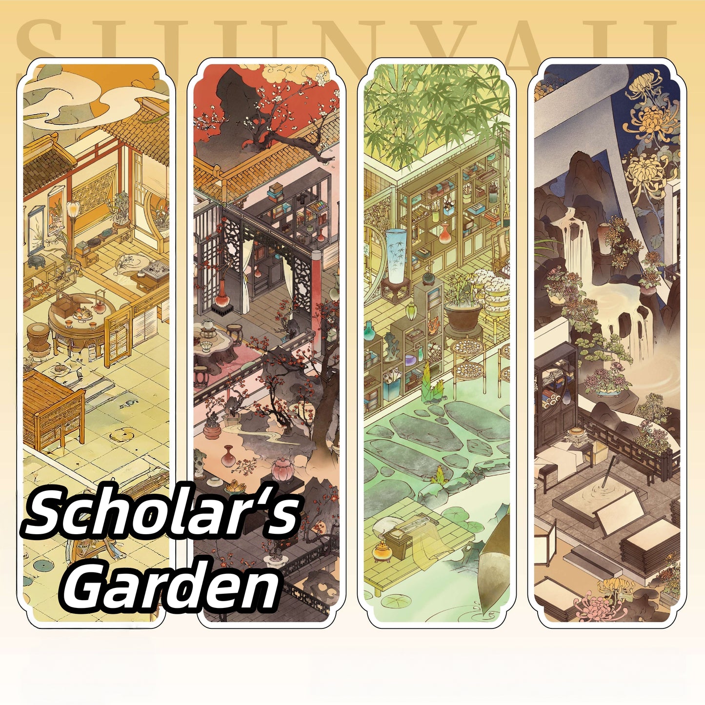 Scholar‘s Garden 3D Sticker | 4 Cute Miniature Scenes