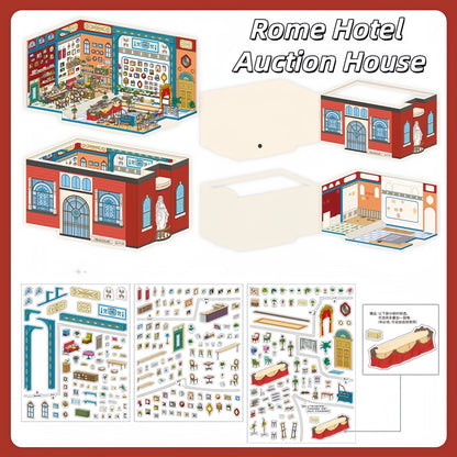 Rome Hotel 3D Sticker | 4 Cute Miniature Scenes
