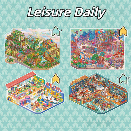 Pixel Daily 3D Sticker | 4 Cute Miniature Scenes