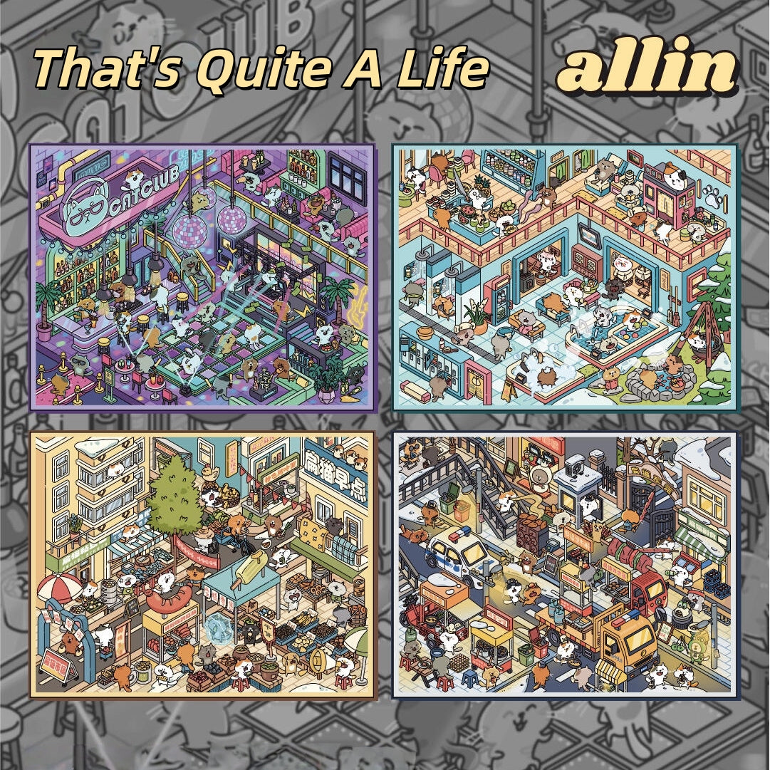 That's Quite A Life 3D Sticker | 4 Cute Miniature Scenes