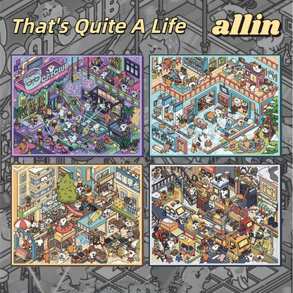 That's Quite A Life 3D Sticker | 4 Cute Miniature Scenes