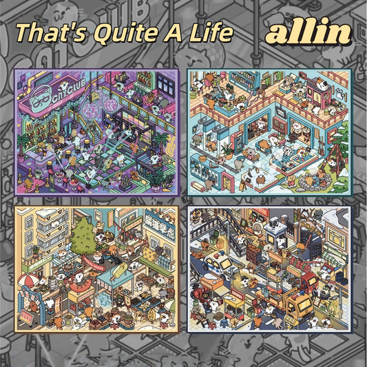 That's Quite A Life 3D Sticker | 4 Cute Miniature Scenes