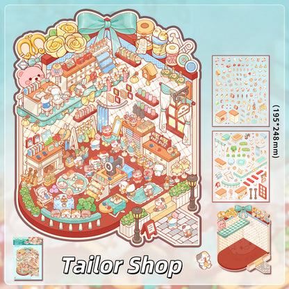 Simulation Management 3D Sticker | 4 Cute Miniature Scenes