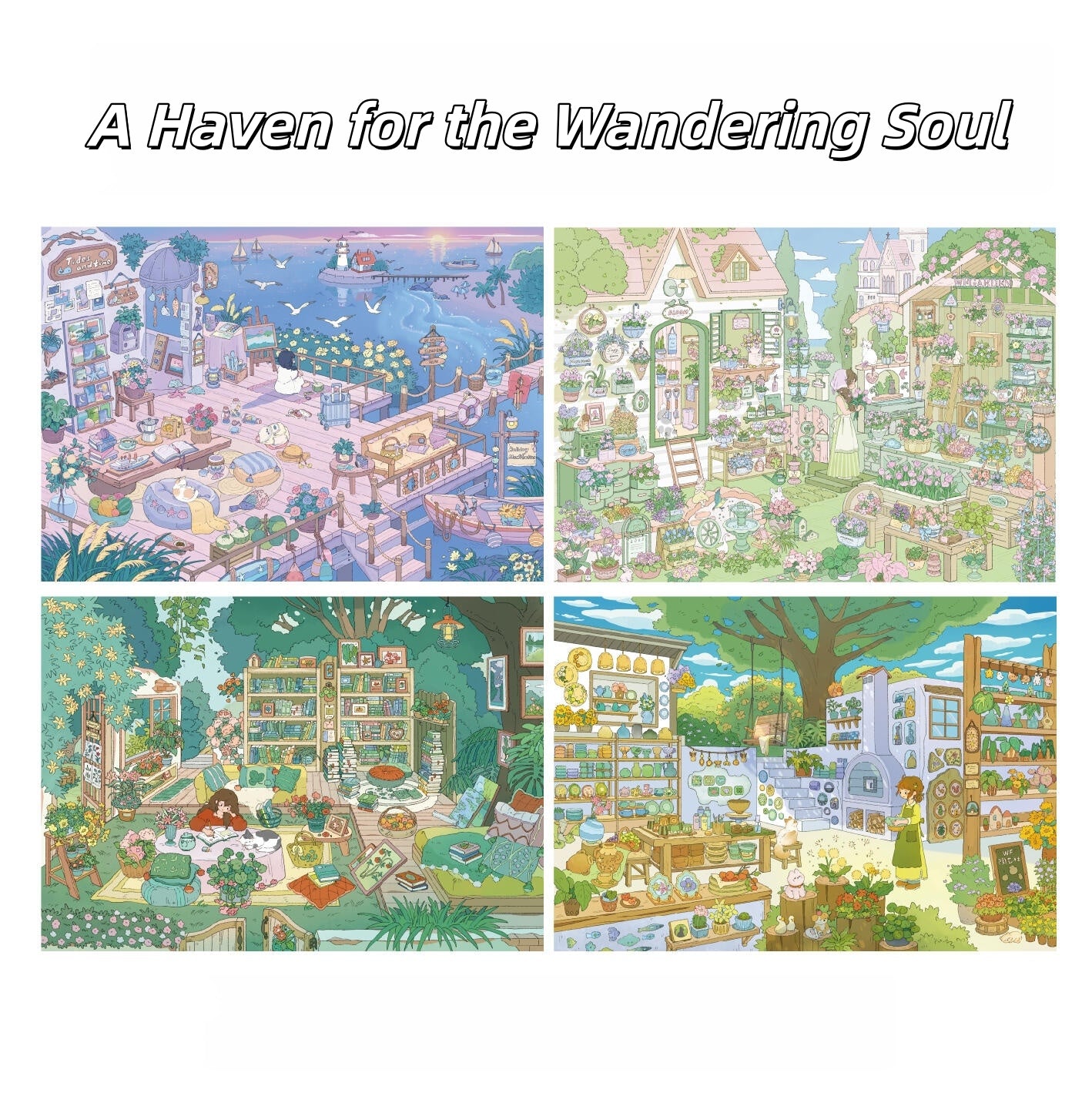 A Haven for the Wandering Soul 3D Sticker | 4 Cute Miniature Scenes