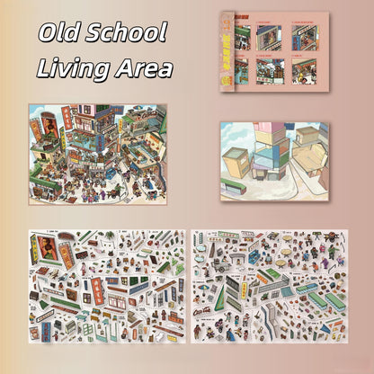Cantonese Street Life 3D Sticker | 3 Cute Miniature Scenes