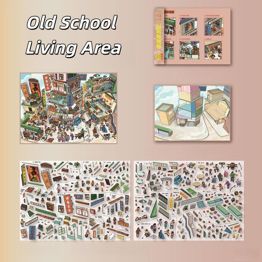 Cantonese Street Life 3D Sticker | 3 Cute Miniature Scenes
