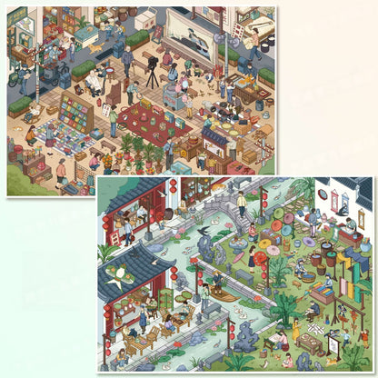 Nostalgic Market 3D Sticker | 2 Cute Miniature Scenes