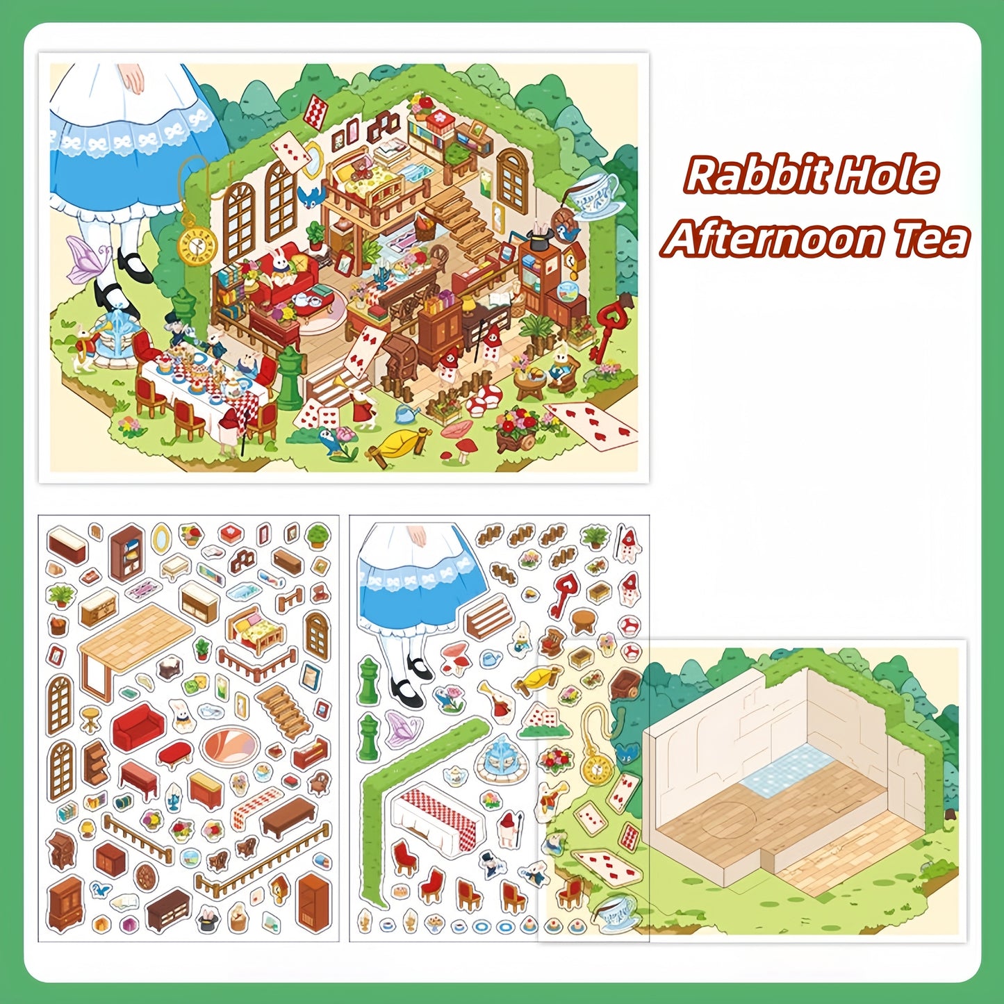 Whimsical Rooms 3D Sticker | 4 Cute Miniature Scenes