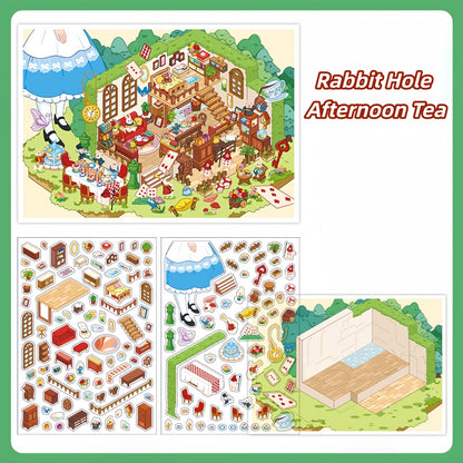 Whimsical Rooms 3D Sticker | 4 Cute Miniature Scenes