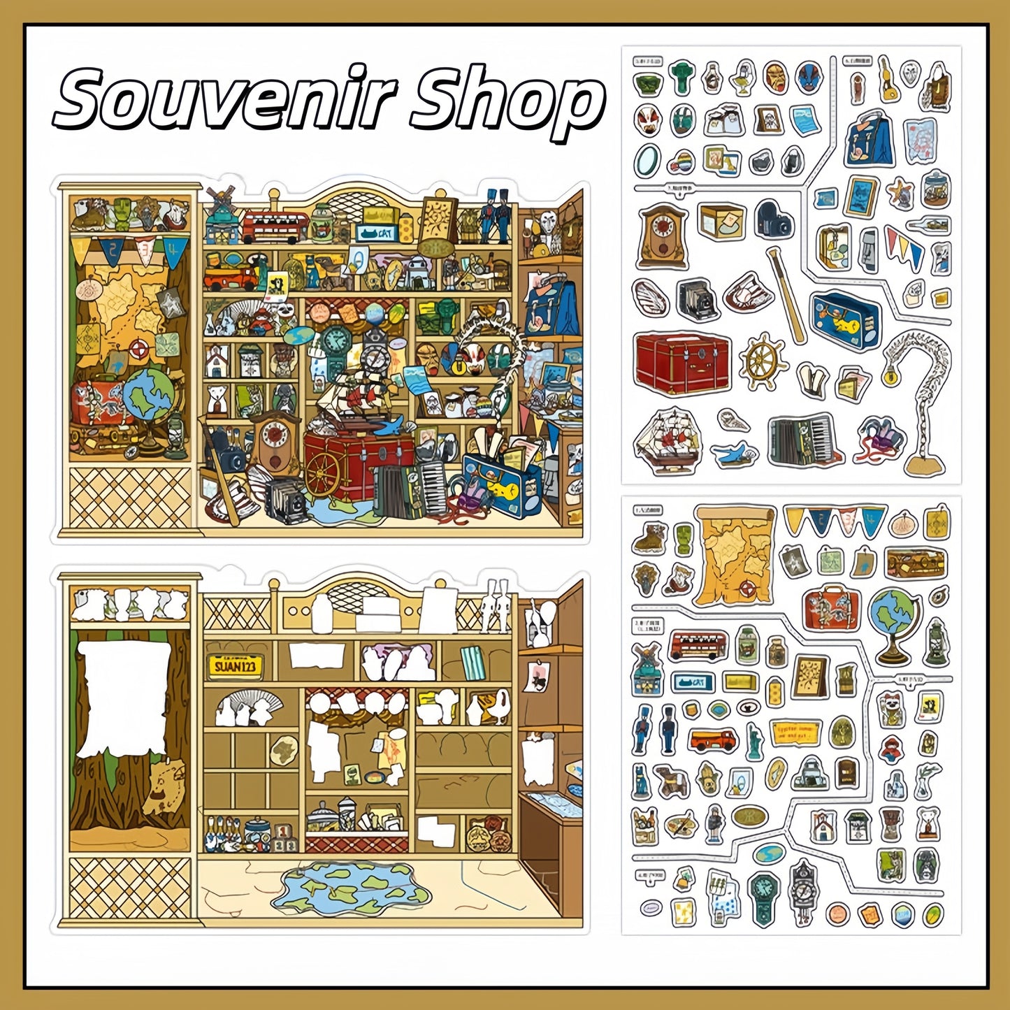 Little Stores 3D Sticker | 4 Cute Miniature Scenes