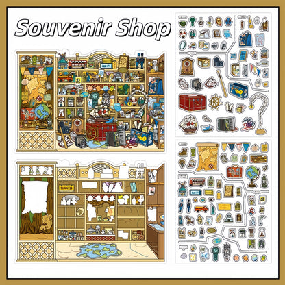 Little Stores 3D Sticker | 4 Cute Miniature Scenes