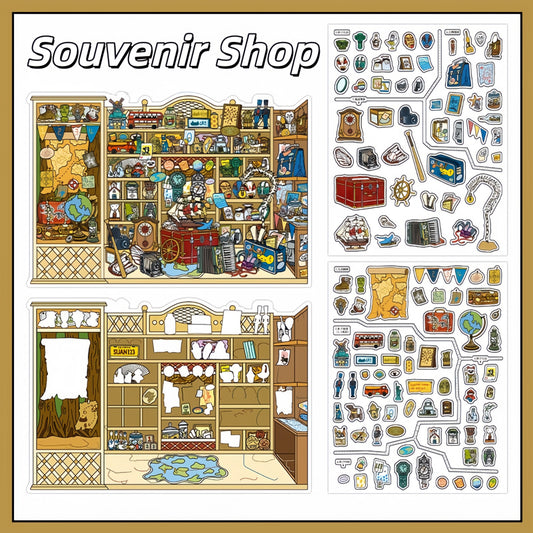 Little Stores 3D Sticker | 4 Cute Miniature Scenes