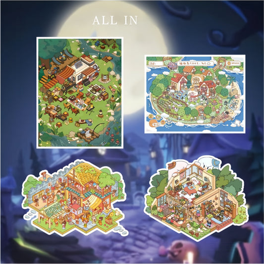 Whimisical Space 3D Sticker | 4 Cute Miniature Scenes
