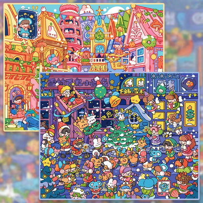 Christmas Town 3D Sticker | 2 Cute Miniature Scenes