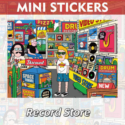 American Retro 3D Sticker | 4 Cute Miniature Scenes