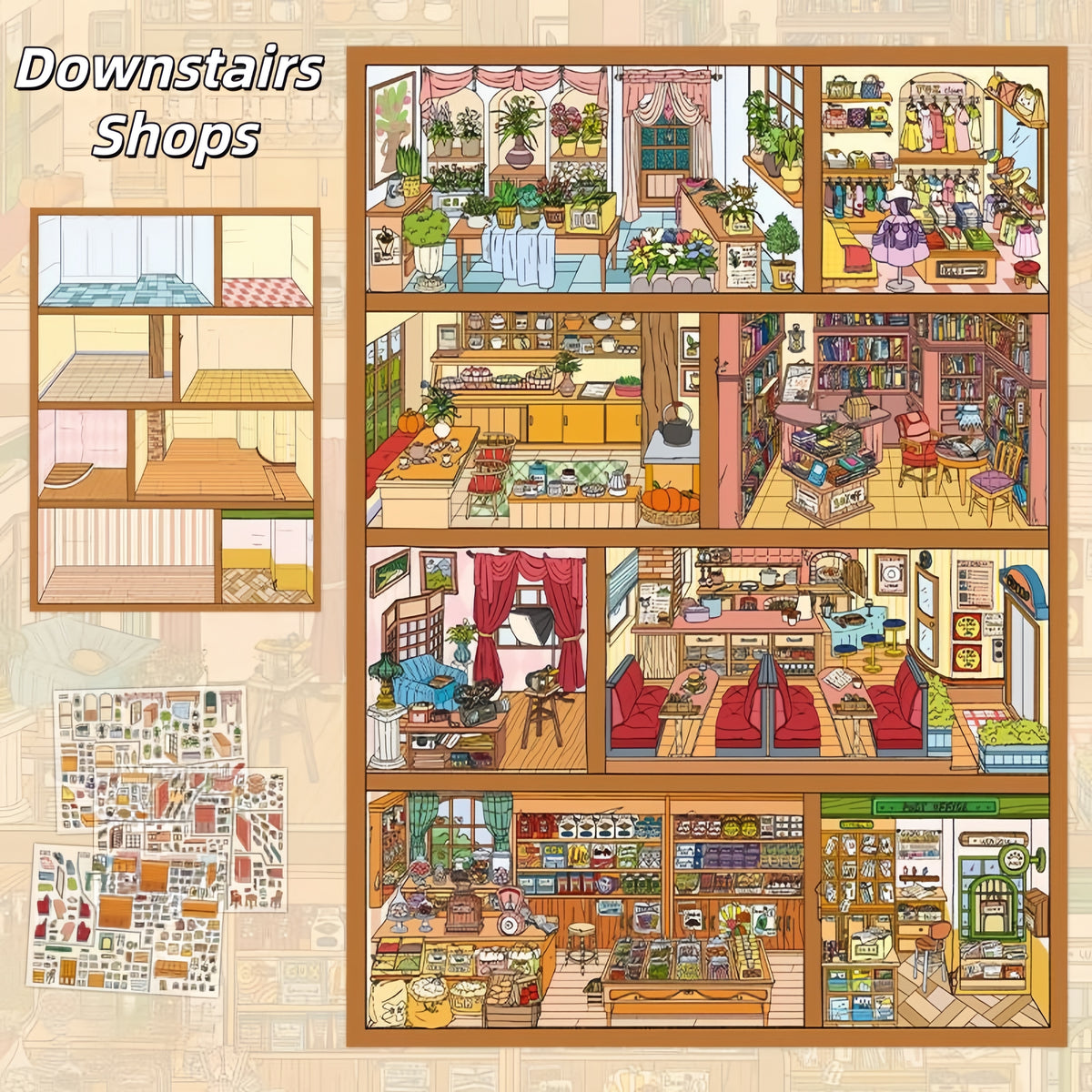 Open for Business 3D Sticker | 2 Cute Miniature Scenes