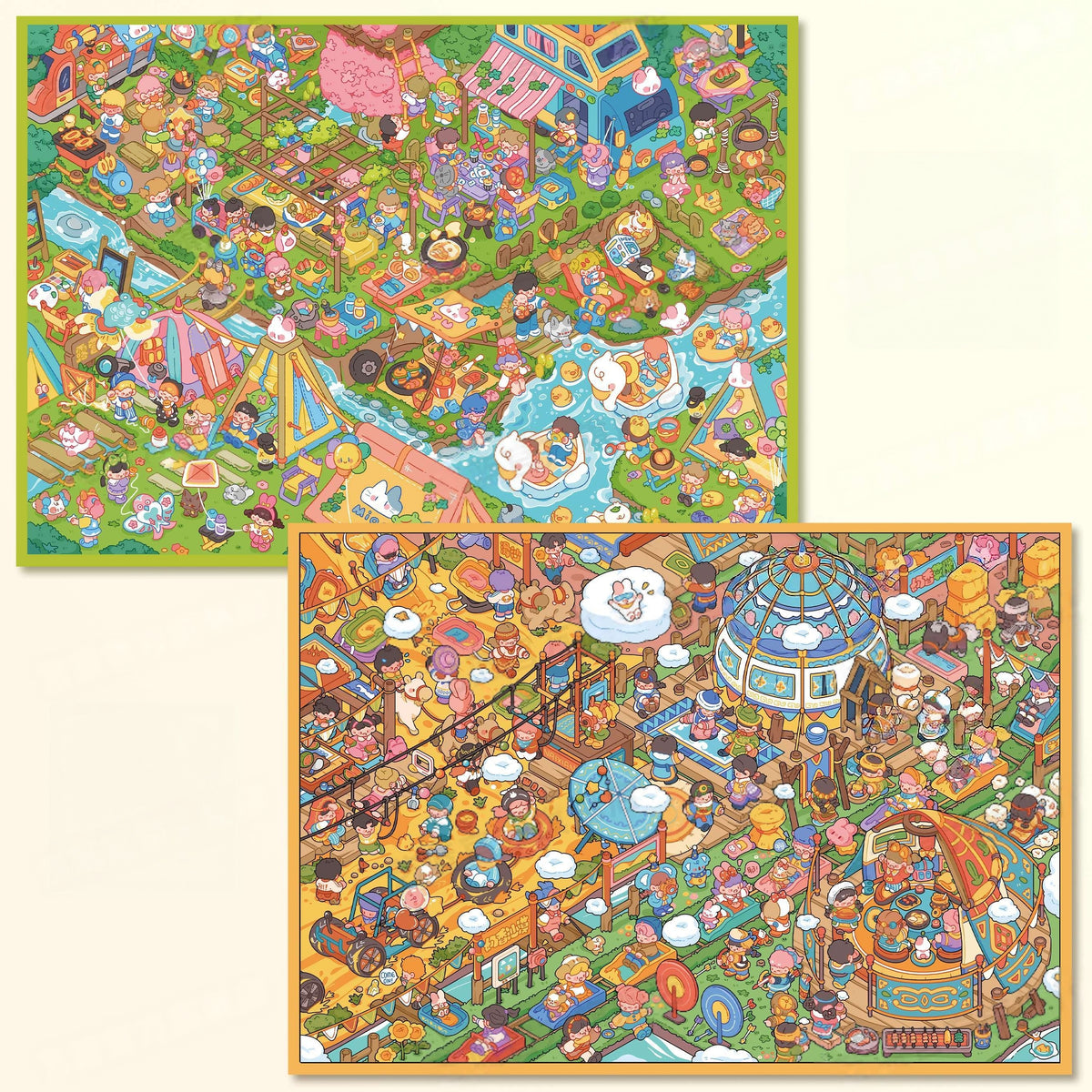 Outdoor Escapes 3D Sticker | 2 Cute Miniature Scenes