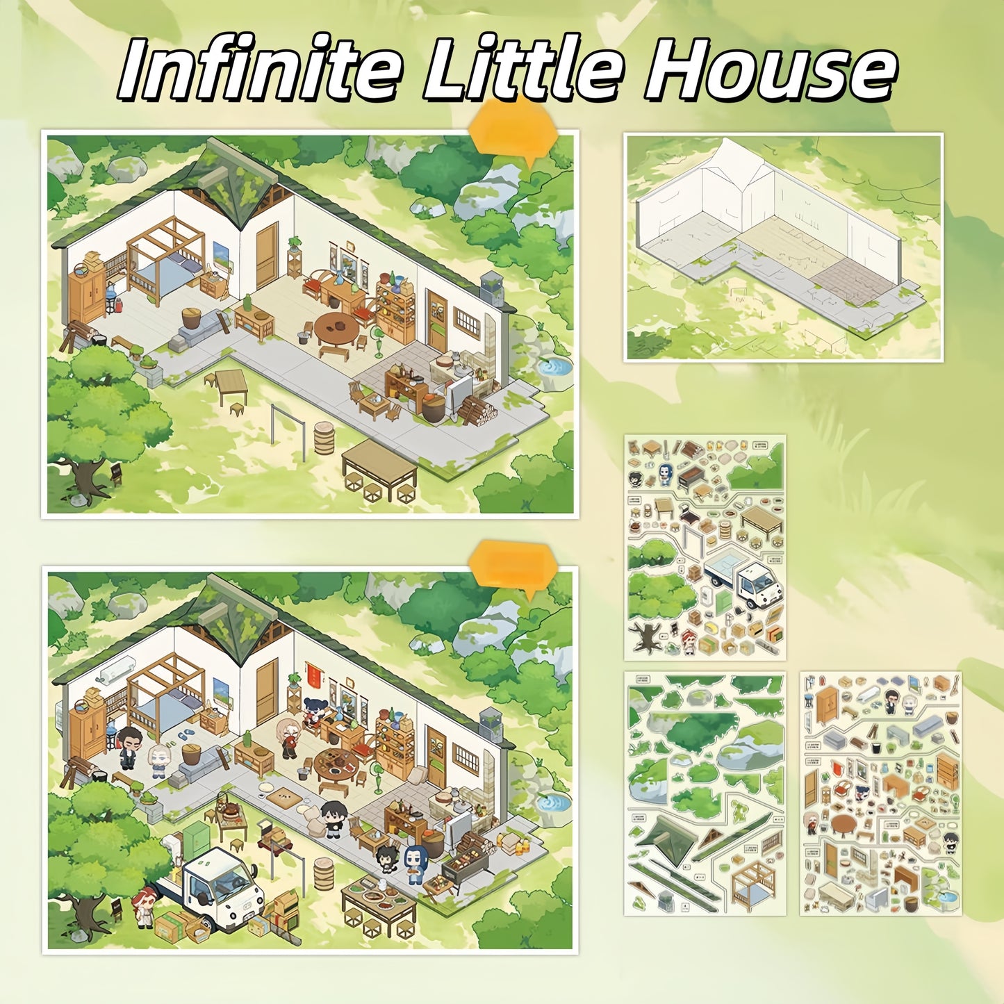 The Legend of Hei 3D Sticker | 2 Cute Miniature Scenes