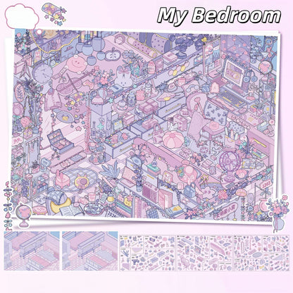 Dream Home 3D Sticker | 2 Cute Miniature Scenes